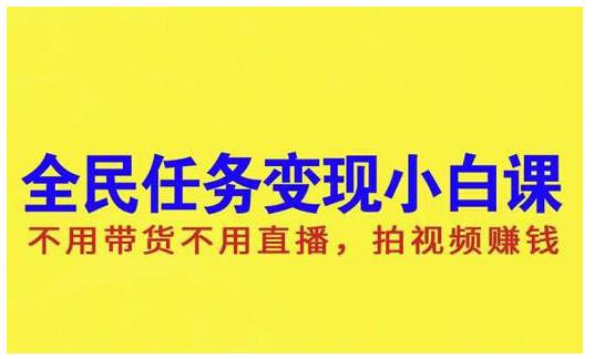 抖音全民任务变现小白课，不用带货不用直播，拍视频就能赚钱-鑫诺空间个人笔记本