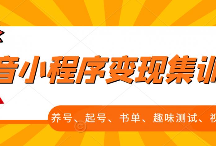 抖音小程序变现集训课，养号、起号、书单、趣味测试、视频剪辑，全套流程-鑫诺空间个人笔记本