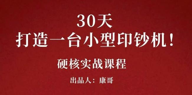 康哥30天打造一台小型印钞机：躺赚30万的项目完整复盘（视频教程）-鑫诺空间个人笔记本