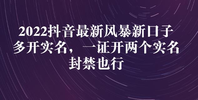 2022抖音最新风暴新口子：多开实名，一整开两个实名，封禁也行-鑫诺空间个人笔记本