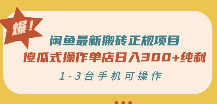 闲鱼最新搬砖正规项目：傻瓜式操作单店日入300 纯利，1-3台手机可操作-鑫诺空间个人笔记本