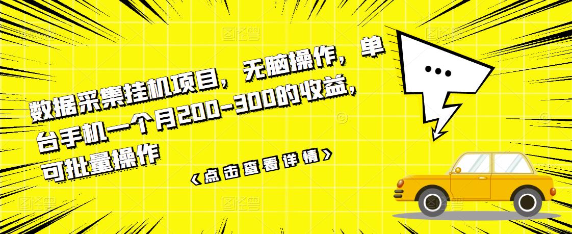 数据采集挂机项目，无脑操作，单台手机一个月200-300的收益，可批量操作-鑫诺空间个人笔记本