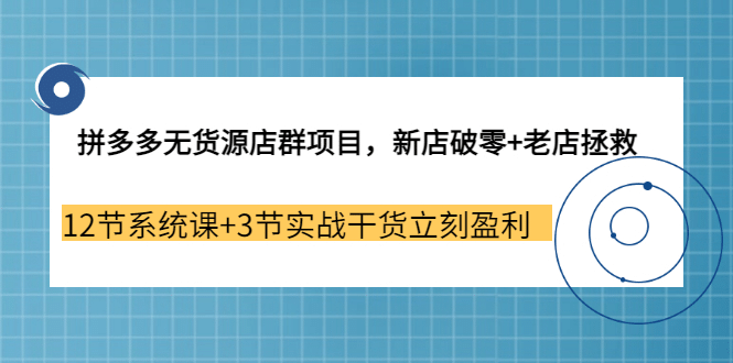 拼多多无货源店群项目，新店破零 老店拯救 12节系统课 3节实战干货立刻盈利-鑫诺空间个人笔记本