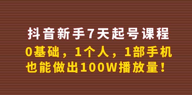 抖音新手7天起号课程：0基础，1个人，1部手机，也能做出100W播放量-鑫诺空间个人笔记本