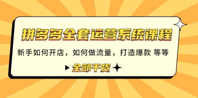 拼多多全套运营系统课程：新手如何开店 如何做流量 打造爆款 等等 全部干货-鑫诺空间个人笔记本