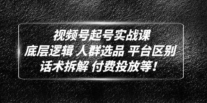 视频号起号实战课：底层逻辑 人群选品 平台区别 话术拆解 付费投放等-鑫诺空间个人笔记本