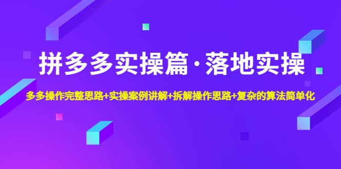 拼多多实操篇·落地实操 完整思路 实操案例 拆解操作思路 复杂的算法简单化-鑫诺空间个人笔记本