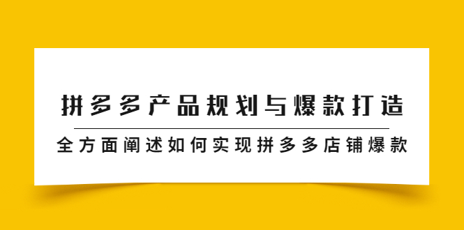 拼多多产品规划与爆款打造，全方面阐述如何实现拼多多店铺爆款-鑫诺空间个人笔记本