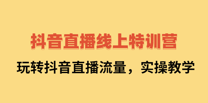 抖音直播线上特训营：玩转抖音直播流量，实操教学-鑫诺空间个人笔记本