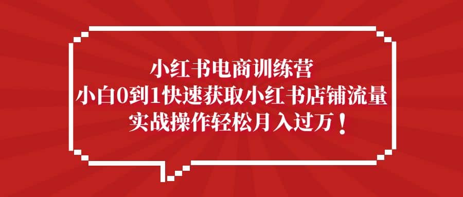 小红书电商训练营，小白0到1快速获取小红书店铺流量-鑫诺空间个人笔记本