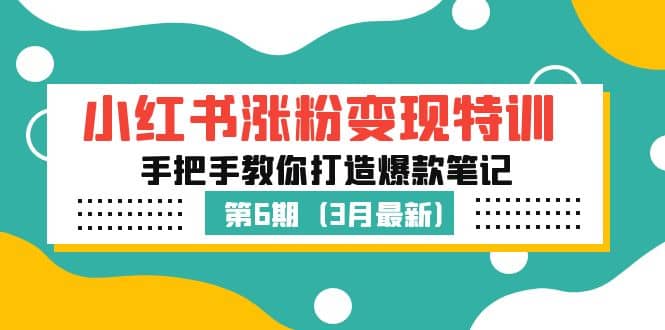 小红书涨粉变现特训·第6期，手把手教你打造爆款笔记（3月新课）-鑫诺空间个人笔记本