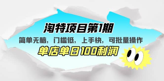 淘特项目第1期，简单无脑，门槛低，上手快，单店单日100利润 可批量操作-鑫诺空间个人笔记本