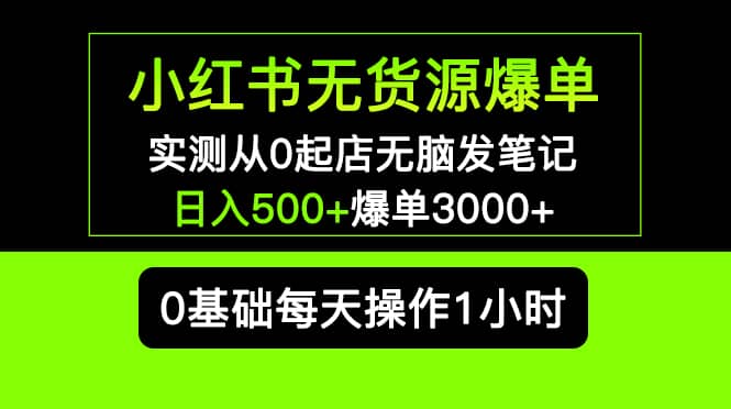 小红书无货源爆单 实测从0起店无脑发笔记爆单3000 长期项目可多店-鑫诺空间个人笔记本