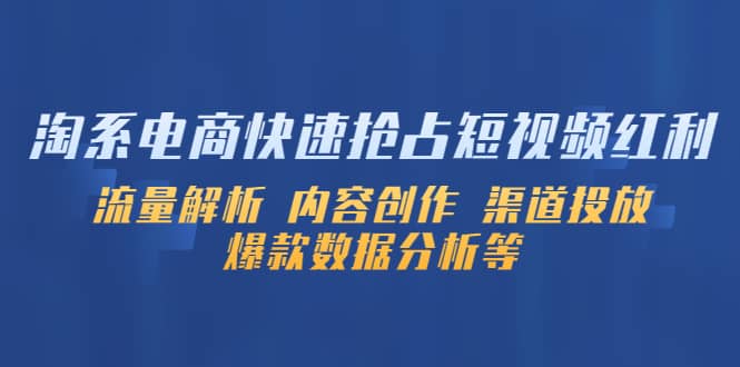 淘系电商快速抢占短视频红利：流量解析 内容创作 渠道投放 爆款数据分析等-鑫诺空间个人笔记本