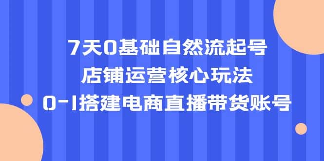 7天0基础自然流起号，店铺运营核心玩法，0-1搭建电商直播带货账号-鑫诺空间个人笔记本