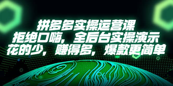 拼多多实操运营课：拒绝口嗨，全后台实操演示，花的少，赚得多，爆款更简单-鑫诺空间个人笔记本