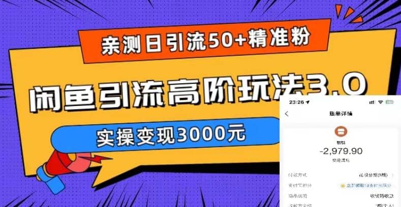 实测日引50 精准粉，闲鱼引流高阶玩法3.0，实操变现3000元-鑫诺空间个人笔记本