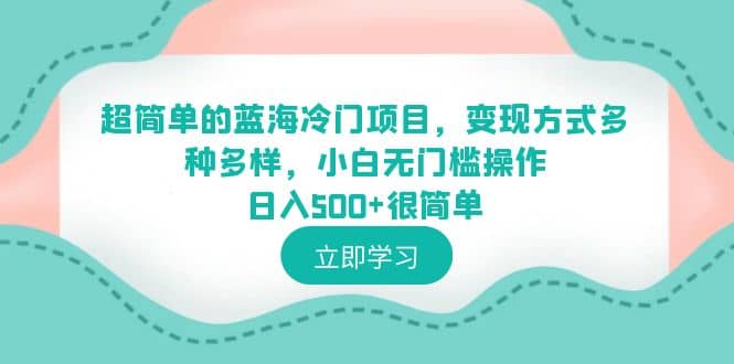 超简单的蓝海冷门项目，变现方式多种多样，小白无门槛操作日入500 很简单-鑫诺空间个人笔记本