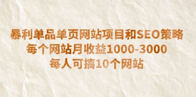 暴利单品单页网站项目和SEO策略 每个网站月收益1000-3000 每人可搞10个-鑫诺空间个人笔记本