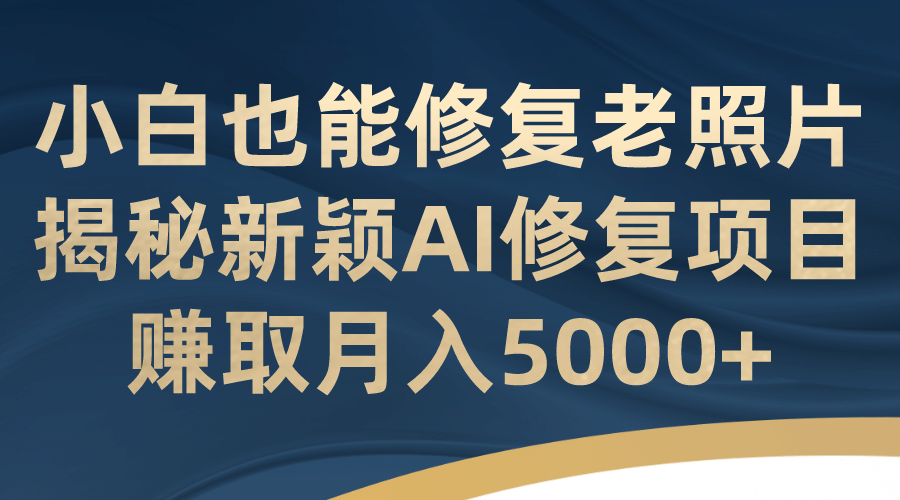 小白也能修复老照片！揭秘新颖AI修复项目，赚取月入5000-鑫诺空间个人笔记本