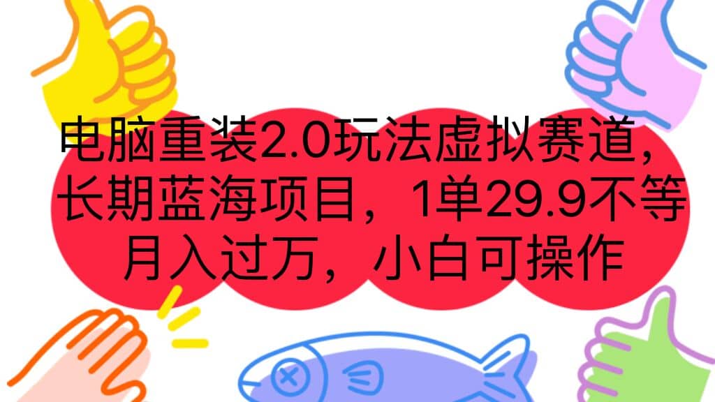 电脑重装2.0玩法虚拟赛道，长期蓝海项目 一单29.9不等 月入过万 小白可操作-鑫诺空间个人笔记本