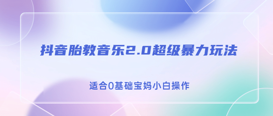 抖音胎教音乐2.0，超级暴力变现玩法，日入500 ，适合0基础宝妈小白操作-鑫诺空间个人笔记本