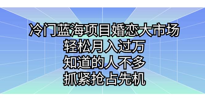 冷门蓝海项目婚恋大市场，轻松月入过万，知道的人不多，抓紧抢占先机-鑫诺空间个人笔记本