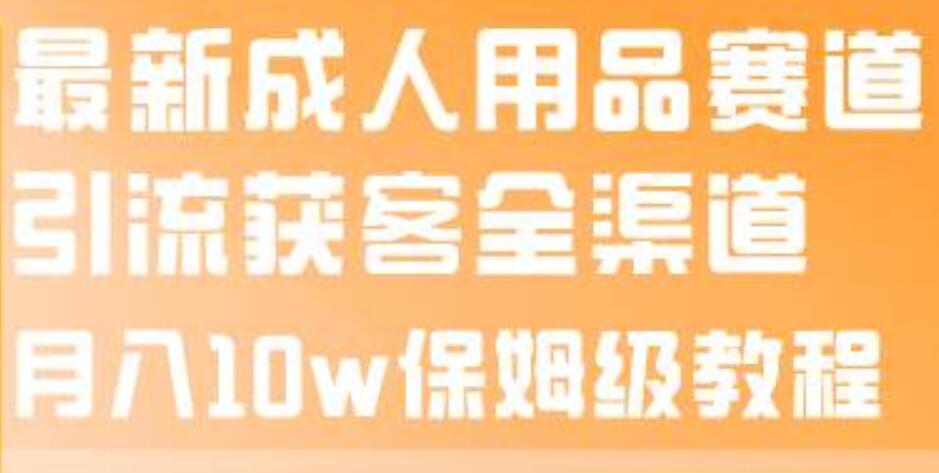 最新成人用品赛道引流获客全渠道，月入10w保姆级教程-鑫诺空间个人笔记本